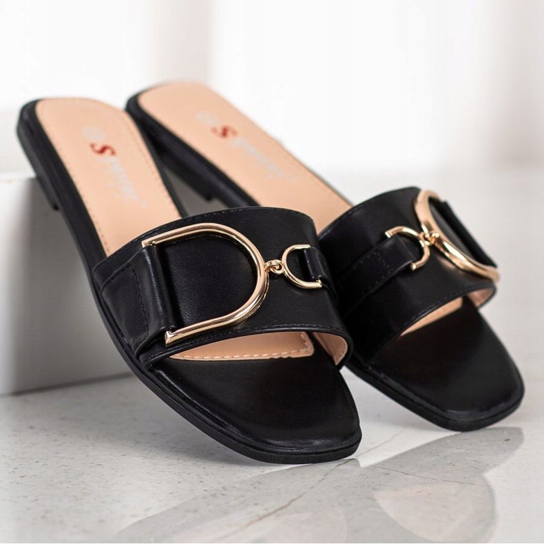 Seastar Eleganta tofflor med prydnad svart 1