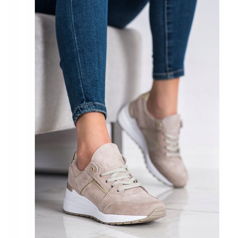 Filippo Beige sportskor i läder 1