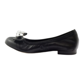 Kvinnors ballerinas med en båge och kristaller 1402 Black Gamis svart 2