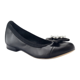 Kvinnors ballerinas med en båge och kristaller 1402 Black Gamis svart 1