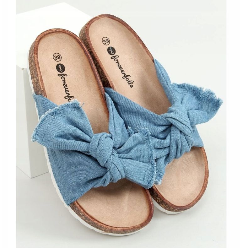 Blå WS11 L.BLUE tofflor i bomullskork 1