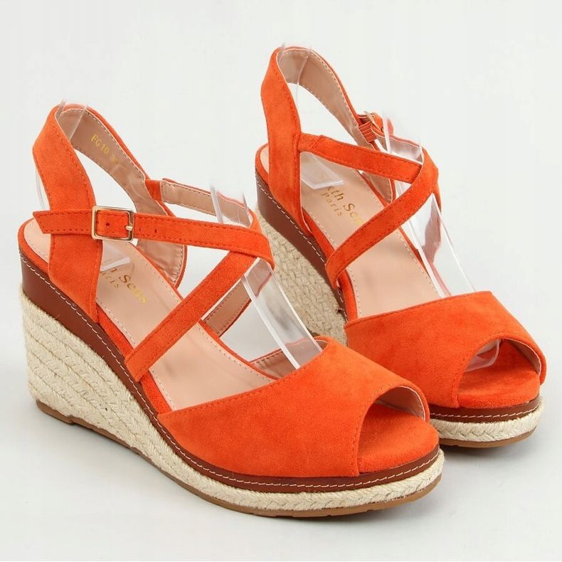 Orange FG19 Orange espadriller med öppen tå på kilar 1