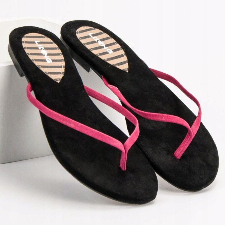 SHELOVET Klassiska flip-flops svart rosa 1