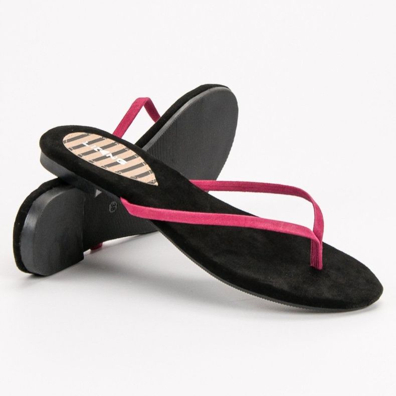 SHELOVET Klassiska flip-flops svart rosa 2