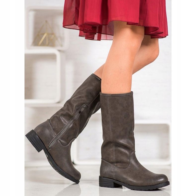 SDS Bekväma stövlar med ekoläder brun 1