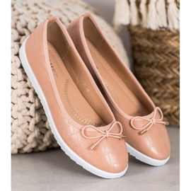 SHELOVET Eco ballerinor i läder brun 2