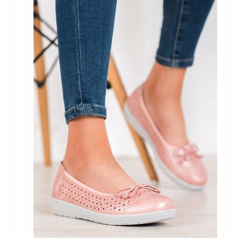 SHELOVET Openwork Ballerina På Plattformen rosa 1
