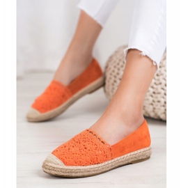 Small Swan Mocka espadrillor med spets orange 1