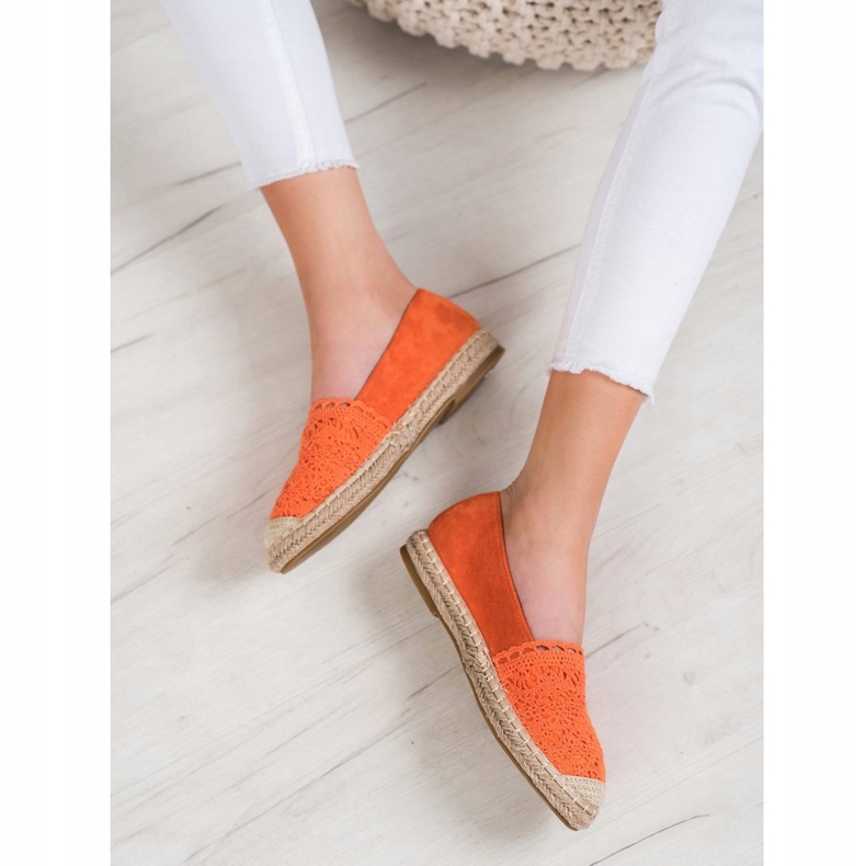 Small Swan Mocka espadrillor med spets orange 2