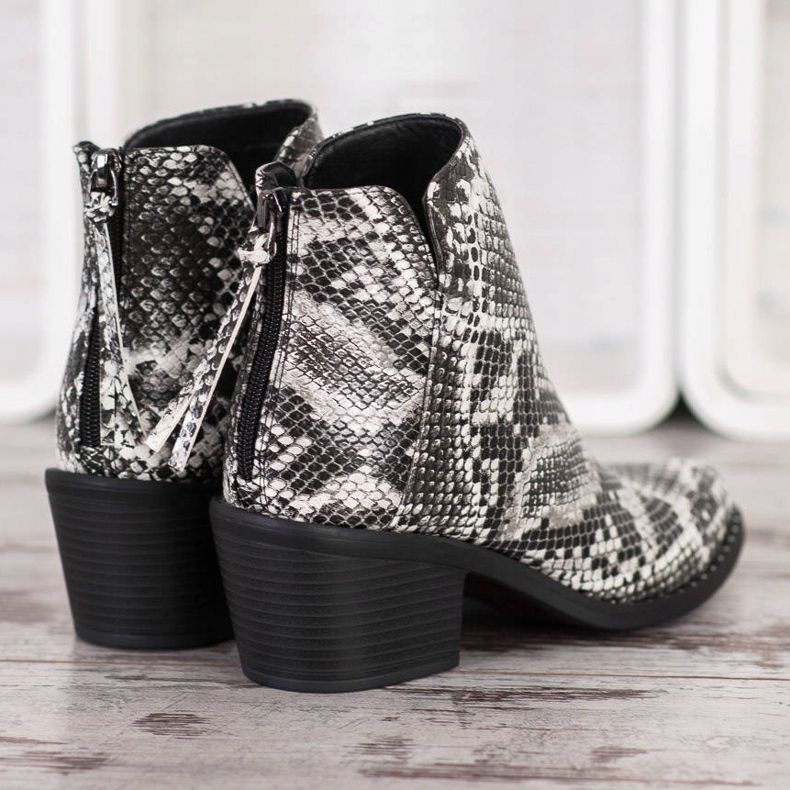 SHELOVET Snake Print Boot vit svart 1