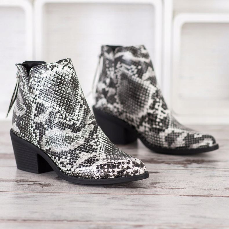 SHELOVET Snake Print Boot vit svart 2