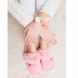 Bona Tofflor med björnpäls rosa 1