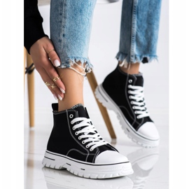 SHELOVET Svarta höga sneakers 2