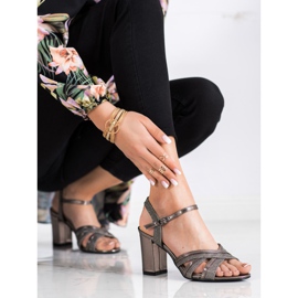 SHELOVET Glitter högklackade sandaler brun 2