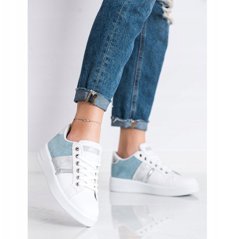 SHELOVET Sportskor med insats i mocka vit blå 1