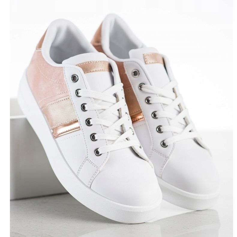 SHELOVET Sportskor med insats i mocka vit rosa 2