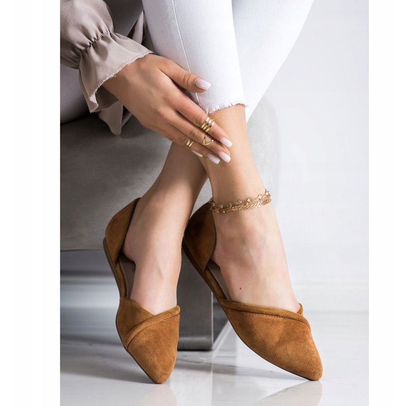 Goodin Ballerinor i mocka med utskärning brun 1