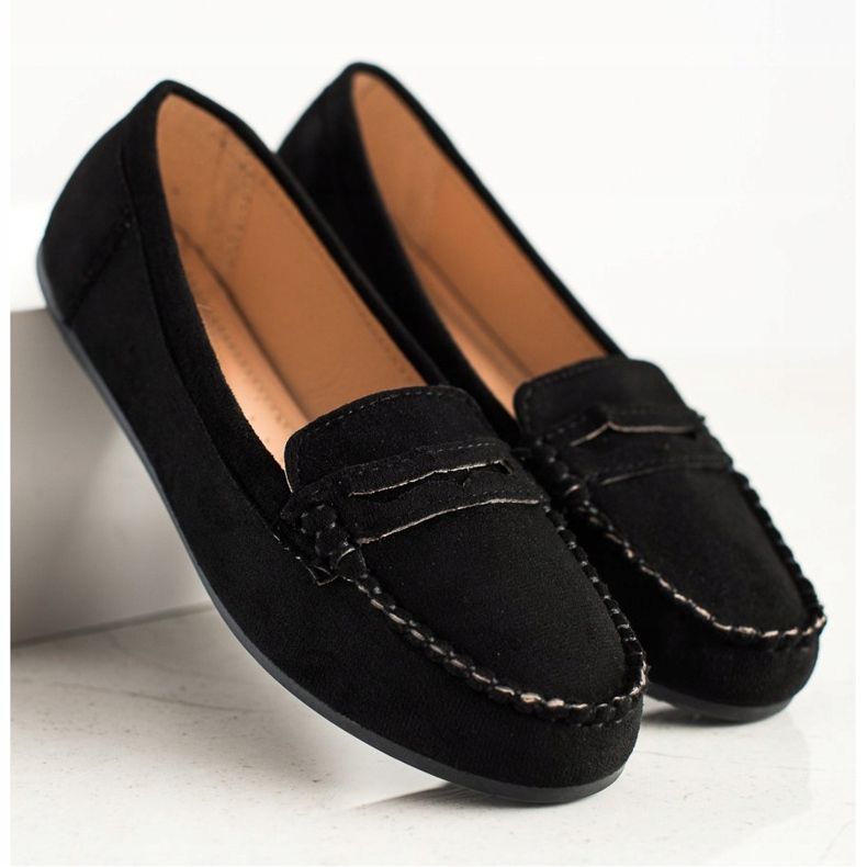 Super Me Svarta loafers i mocka 1