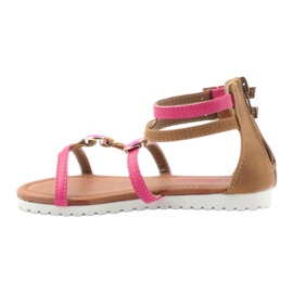 American Club Gladiator sandaler barnskor på den amerikanska rosa dragkedjan brun vit 2