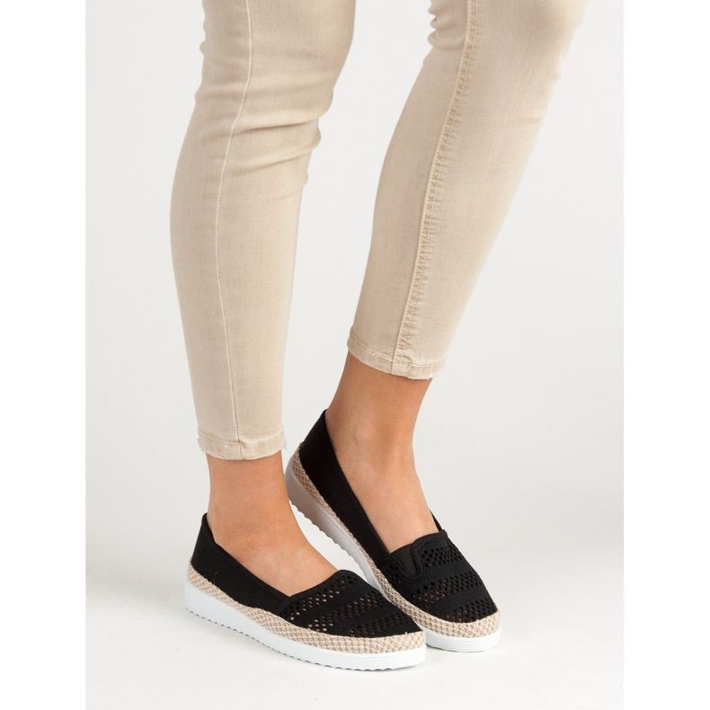 SHELOVET Textil Espadrilles svart 2