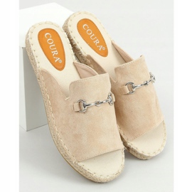Beige espadrilles tofflor med spänne 8294 Beige 1
