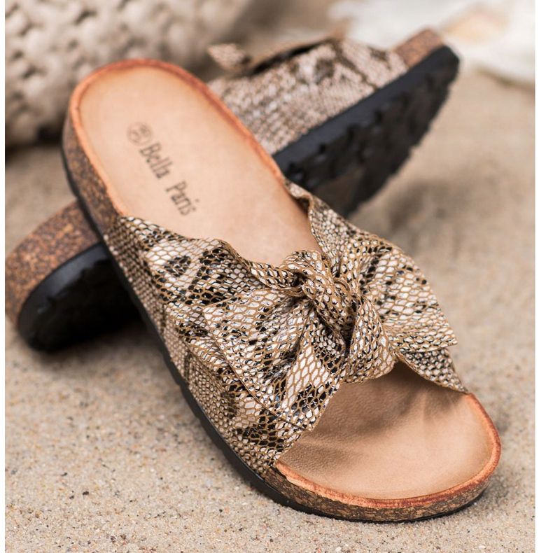 Bella Paris Tofflor med ormtryck beige 2
