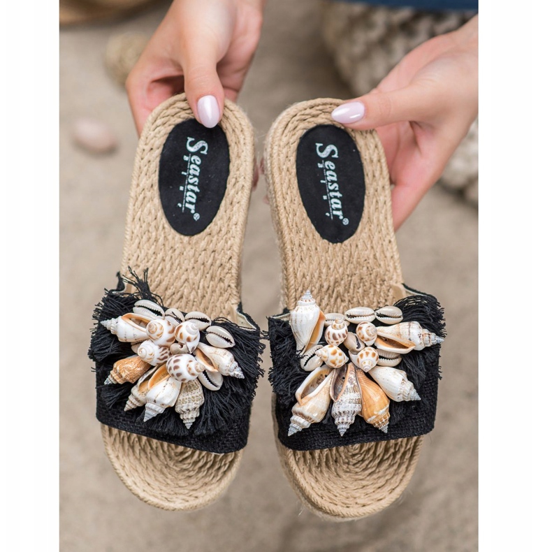 Seastar Trendiga flip-flops med skal svart 1