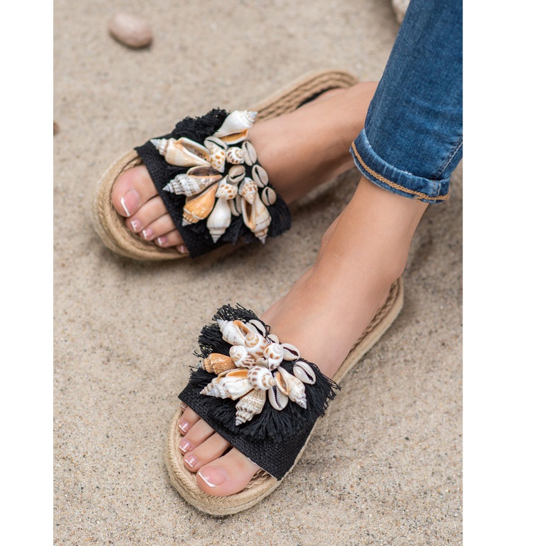 Seastar Trendiga flip-flops med skal svart 2
