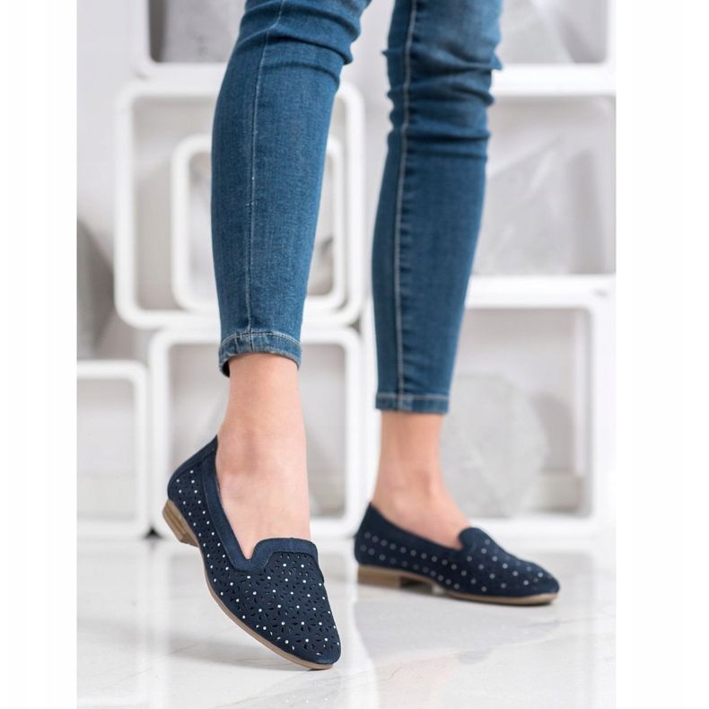 Filippo Läderherrar med kubisk zirkoniumoxid marinblå 1