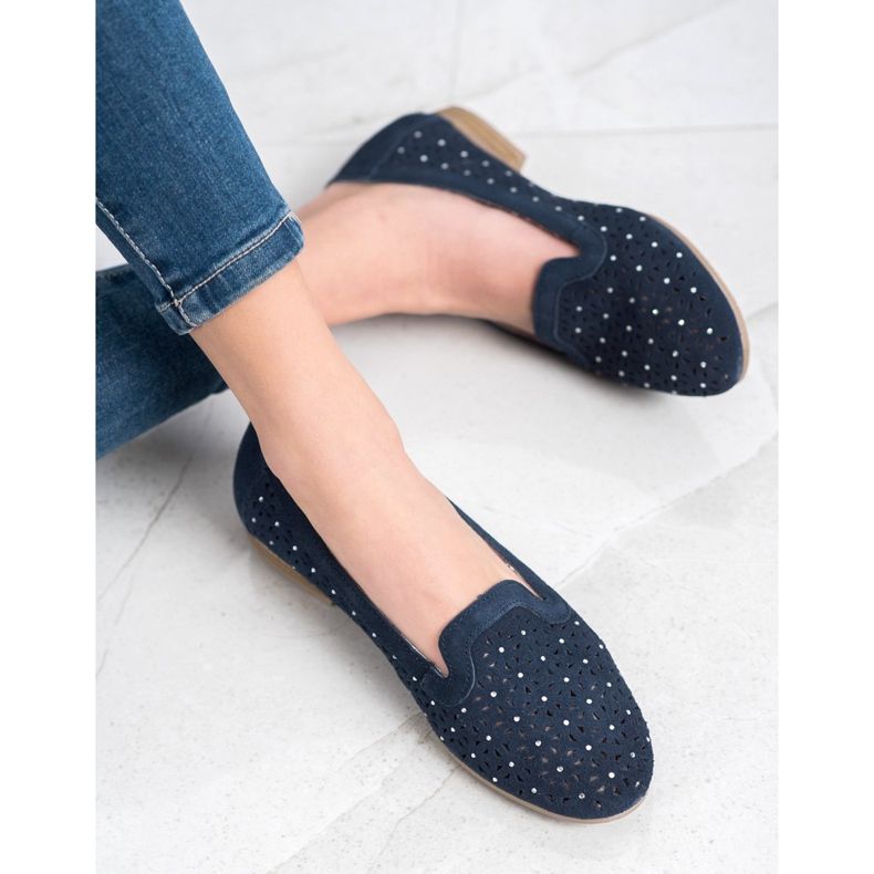 Filippo Läderherrar med kubisk zirkoniumoxid marinblå 2