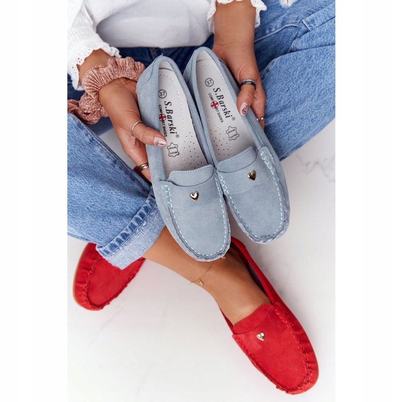 S.Barski Dam mocka loafers S. Barski blå 2