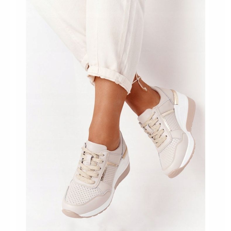 S.Barski Leather Wedge Sneakers S. Barki Beige 1