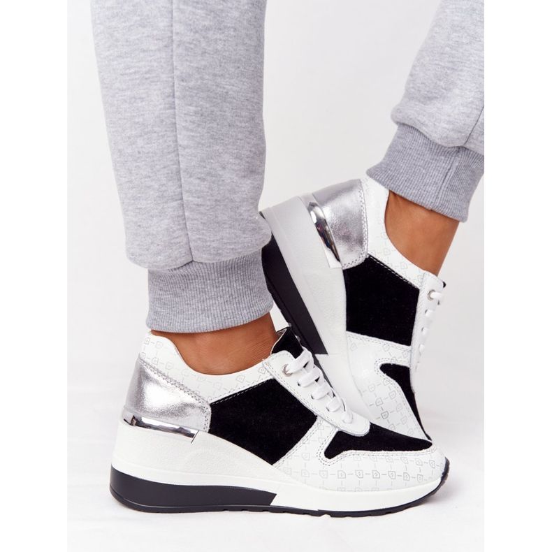Leather Wedge Sneakers S.Barski Svart-Vit 2