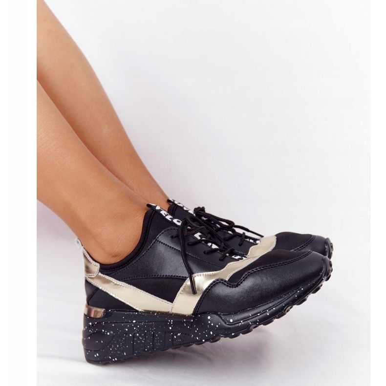 Leather Wedge Sneakers S.Barski Black and Gold svart 1