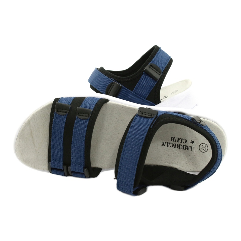 American Club Kvinnors Sports Sandals Sportläderinsats RL45/21 Svart och marinblå 4