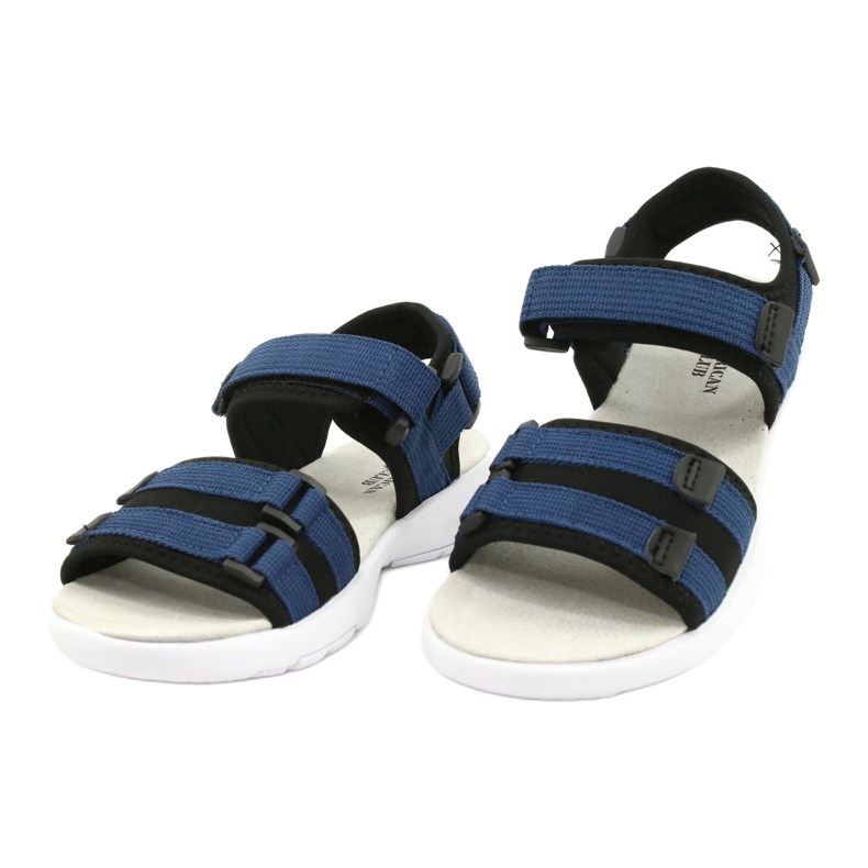American Club Kvinnors Sports Sandals Sportläderinsats RL45/21 Svart och marinblå 1