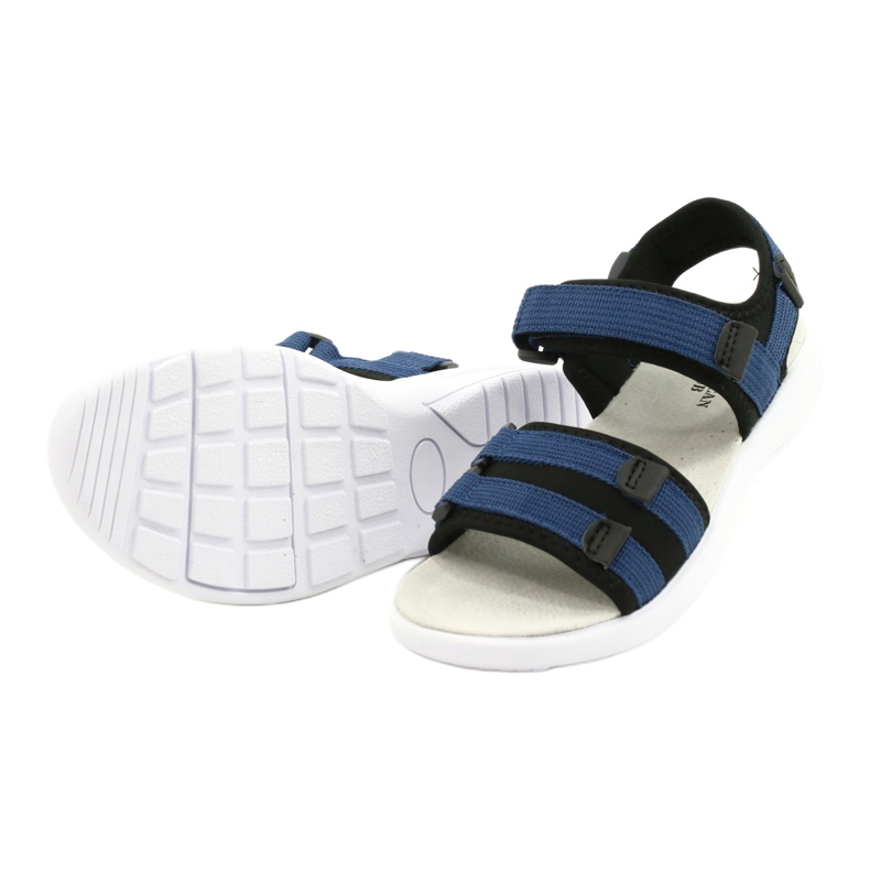 American Club Kvinnors Sports Sandals Sportläderinsats RL45/21 Svart och marinblå 2