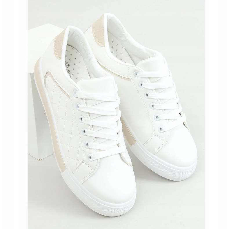 Kvinnors vita och beige sneakers A88-86 Beige 1