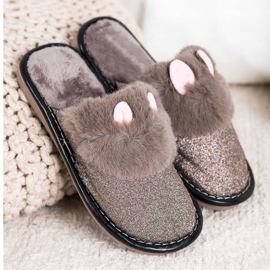 Bona Glitter tofflor med skador beige 1
