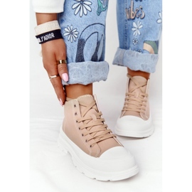 Kvinnors höga sneakers på en stor sula ljusbrun Trissy 2