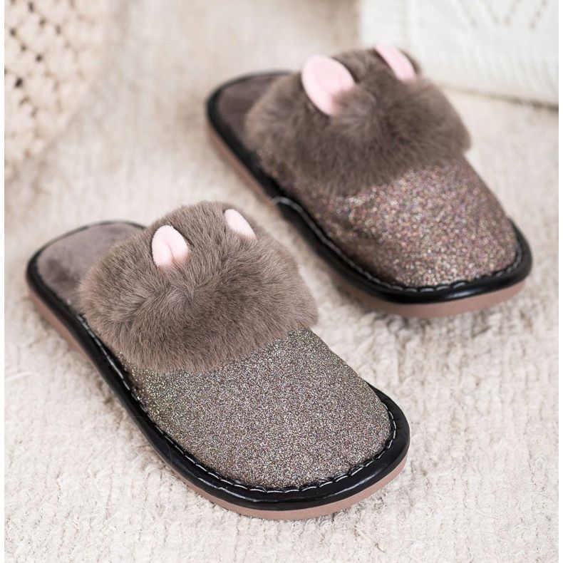 Bona Glitter tofflor med skador beige 2