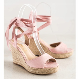 Sabatina Knutna sandaler på kilen rosa 1