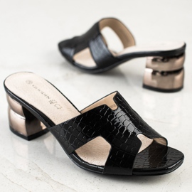 Goodin Svarta tofflor med dekorativ häl 1