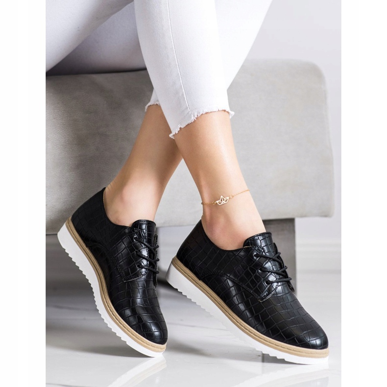 SHELOVET Svart Snake Print skor 2