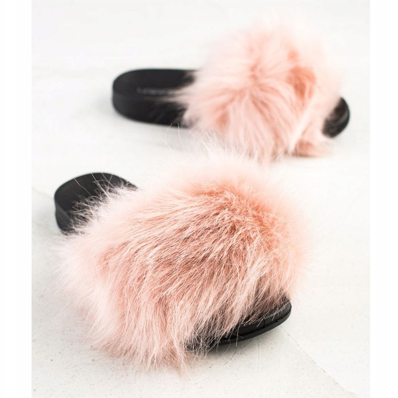 SHELOVET Snygga tofflor med päls rosa 1