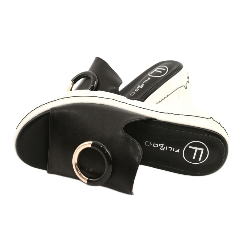 Filippo Bekväma tofflor på FILI PPO DK2318 / 21 BK -plattformen svart gyllene 3