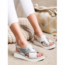 Bekväma sandaler på Sergio Leone SK029 -plattformen silver- grå 1