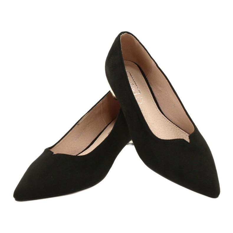 Pumpar med guldklackar FILIPPO DP2091 / 21 BK svart gyllene 5