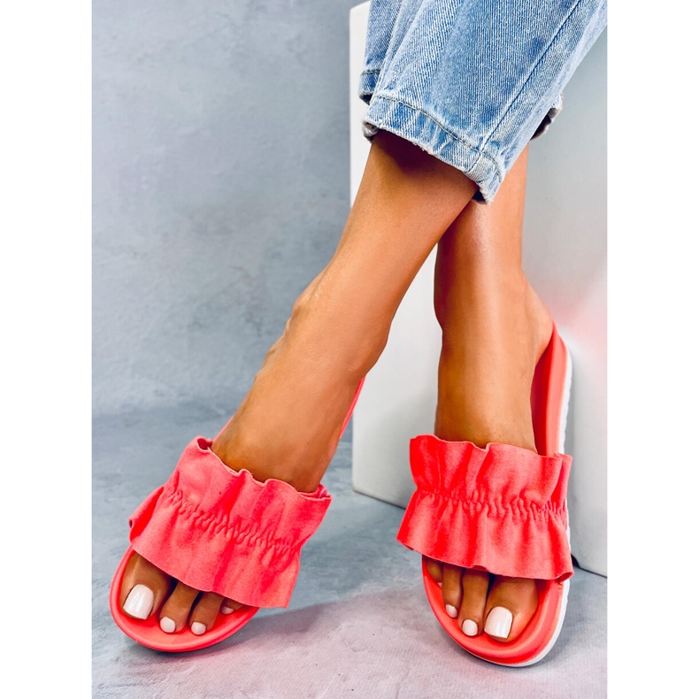 Tofflor för kvinnor med krusfärgade koraller 38862 Vattenmelonröd mångfärgad orange 1