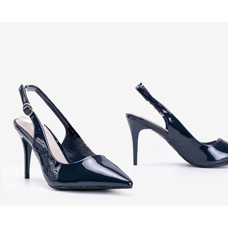 Marinpumpar lackerade på ett Cindy -bälte blå 1